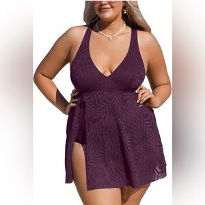 CUPSHE One Piece Swimsuit Plus Size Bathing Suit Mesh Hollow Out Cross Back